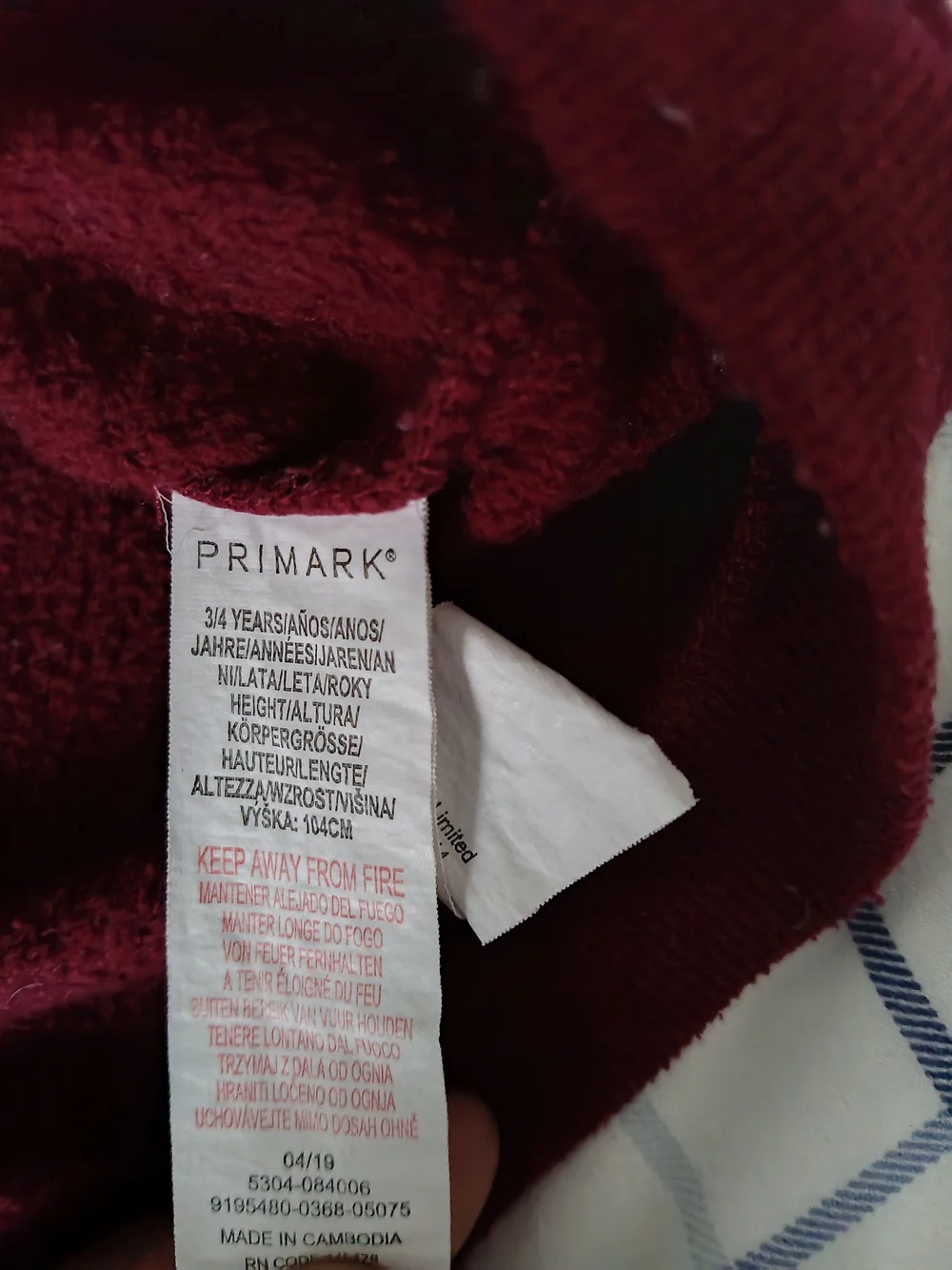 Primark Kids Burgundy 'New York City' Long Sleeve Sweatshirt Size 3/4 Years